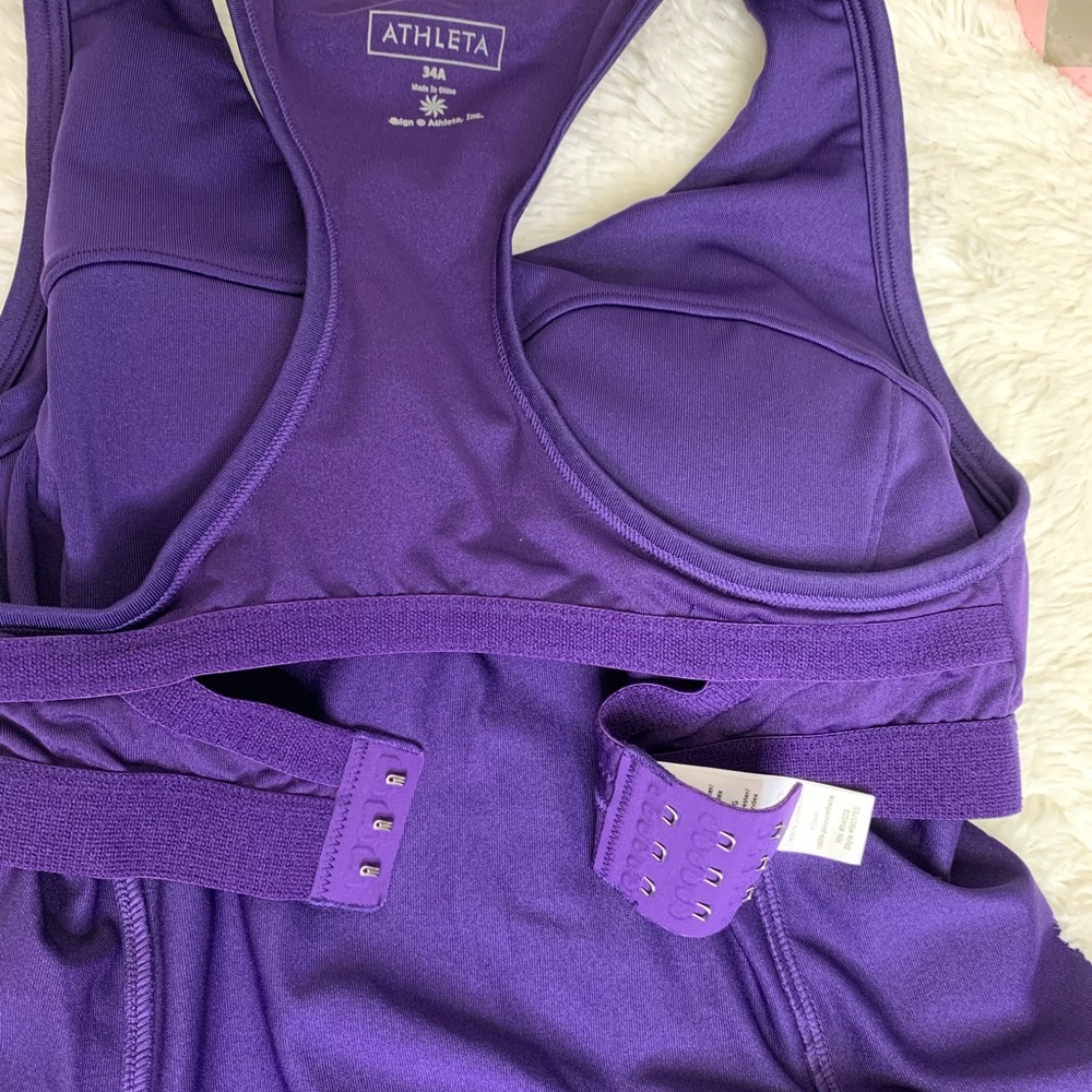 Athleta Purple Ruched RacerbackTank Top 34A - Picture 6 of 8